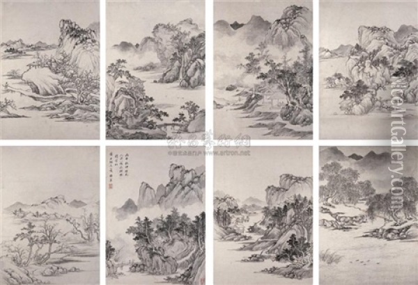 Landscape (+ 7 Others; 8 Works) Oil Painting -  Wu Weiye