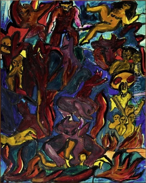 L'enfer Oil Painting - Louis Soutter
