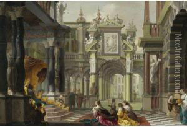 Solomon Receiving The Queen Of Sheba Oil Painting - Dirck Van Delen