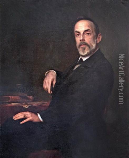Hegedus Sandor (1847-1906) Ujsagiro Oil Painting - Ede Ballo