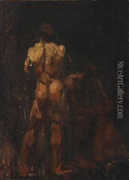 Daedalus Og Icarus Oil Painting - Oluf Hartmann