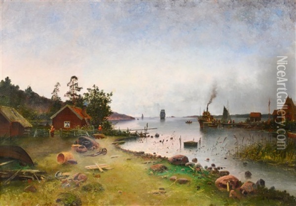 View From The Archipelago Oil Painting - Carl Hallstroem
