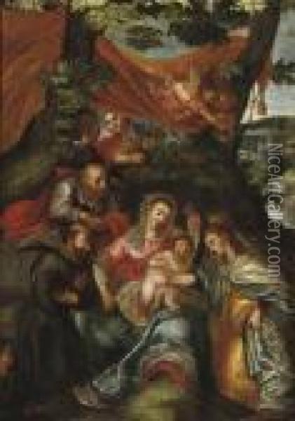 The Mystic Marriage Of Saint Catherine Of Alexandria Oil Painting - Hendrick De Clerck