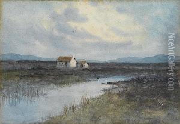 A Cottage At Dusk Oil Painting - William Percy French