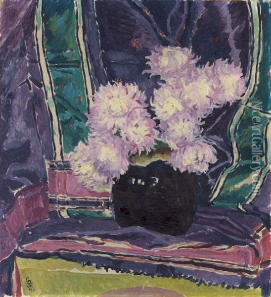 Stillleben Mit Chrysanthemen Oil Painting - Giovanni Giacometti