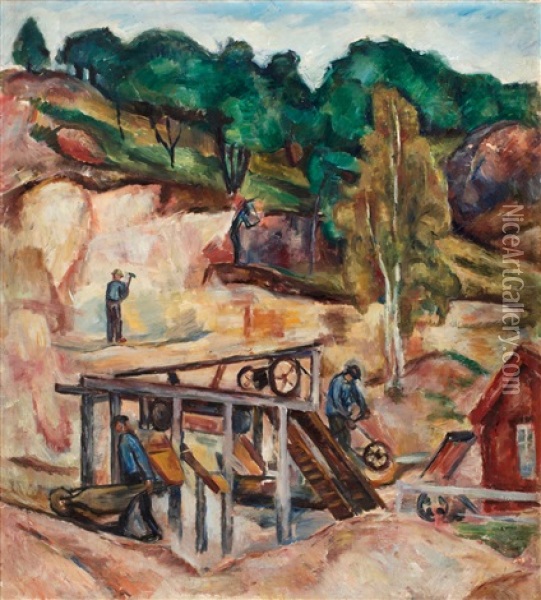Stenbrottet I Kungalv Oil Painting - Goesta (Adrian G. Fabian) Sandels