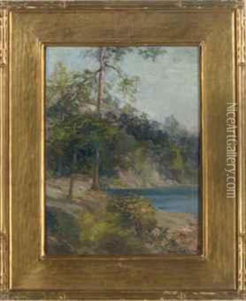 A Wooded Lake Oil Painting - Bayard Henry Tyler
