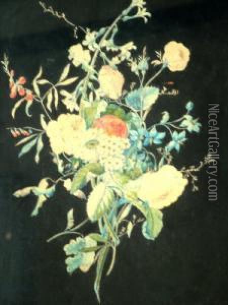 C-c- Botanical Study; Watercolour, Signed, 38.5x27.5cm Oil Painting - Louis Vidal