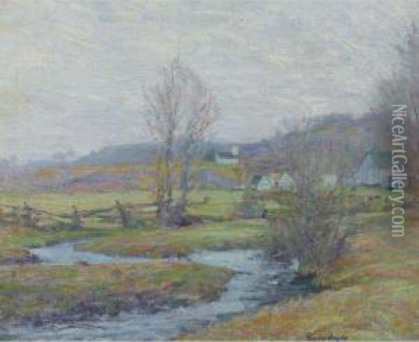 Early Spring, Pleasant Valley, Lyme, Connecticut Oil Painting - Robert William Vonnoh