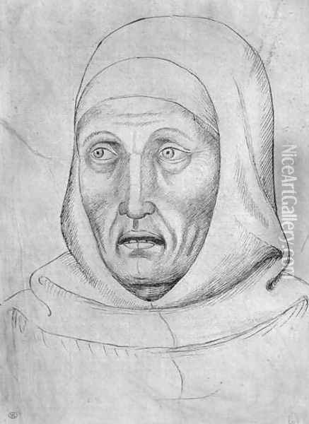 Head of a monk, from the The Vallardi Album Oil Painting - Antonio Pisano (Pisanello)
