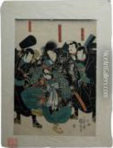 Scene From A Theatre Play - Story Of The Enchanter Jiraiya Oil Painting - Utagawa Kuniyoshi