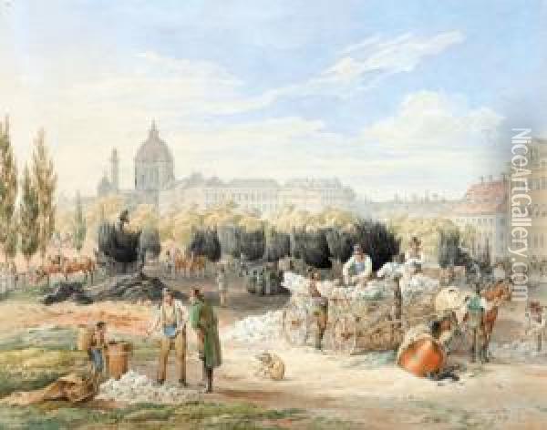 Der Kalkmarkt In Wien Oil Painting - Franz Wolf