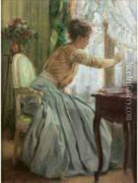 Elegante Dans Un Interieur Oil Painting - Eugene Benjamin Selmy