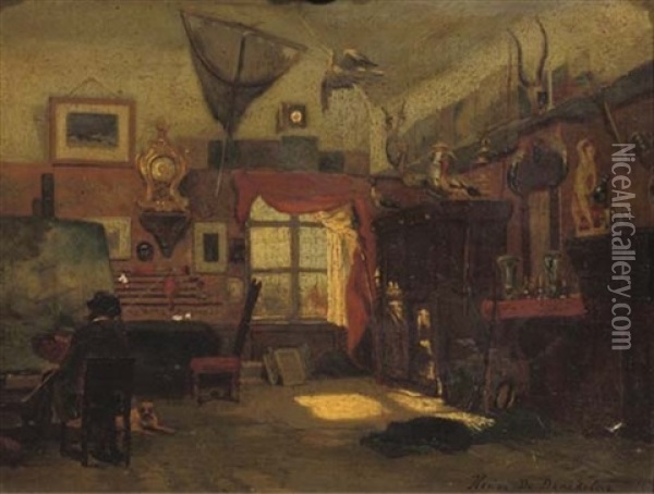 The Artist's Studio Oil Painting - Henri de Braekeleer