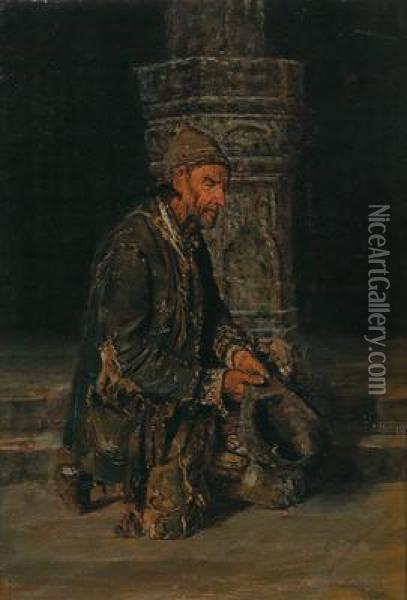 A Beggar Oil Painting - George Sherwood Hunter