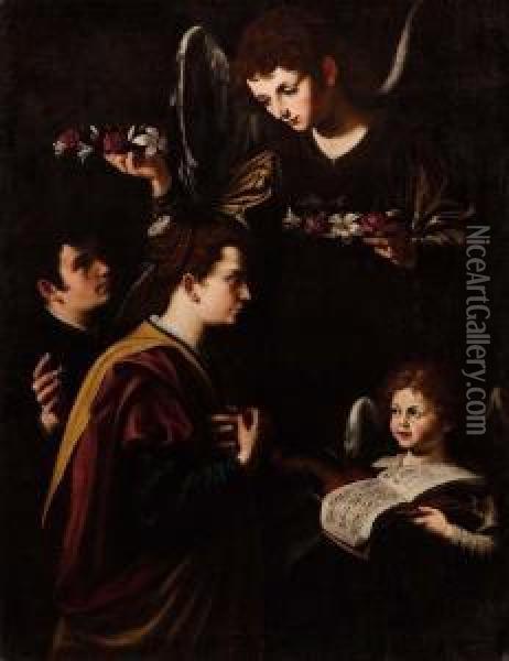 I Santi Cecilia E Valeriano  Oil Painting - Tommaso Salini (Mao)