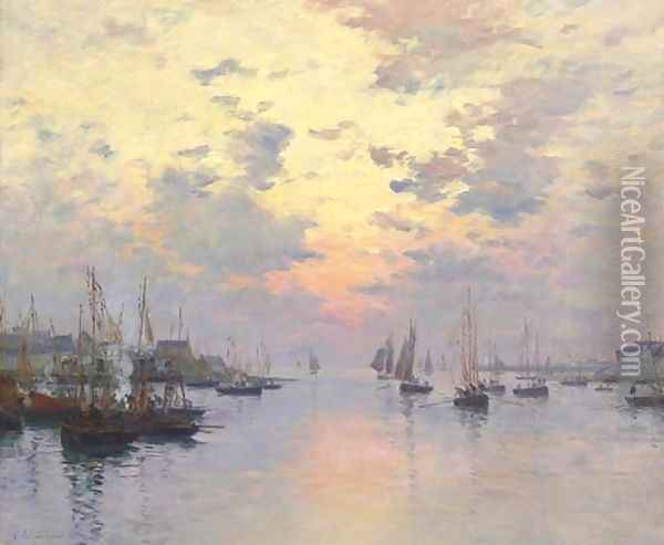 Le port de Concarneau, coucher de soleil Oil Painting - Fernand Marie Eugene Legout-Gerard