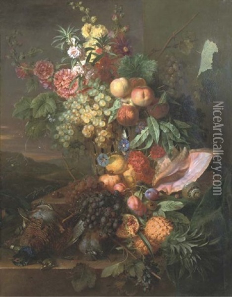 A Magnificent Flower Still Life Oil Painting - Georgius Jacobus Johannes van Os