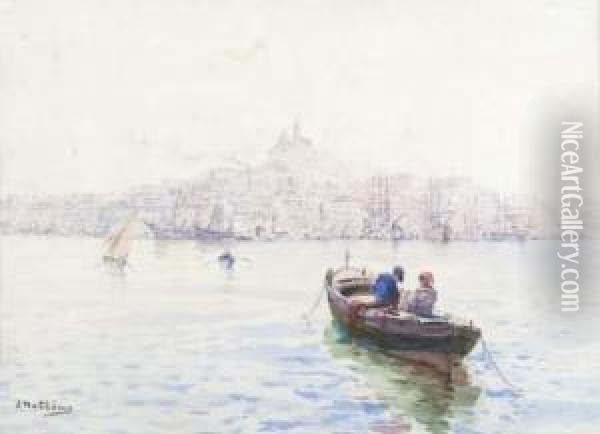 Barques Dans Le Port De Marseille Oil Painting - Louis Nattero