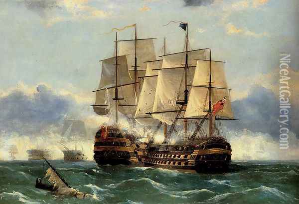 The Battleship Trafalgar Oil Painting - Frederick Tudgay