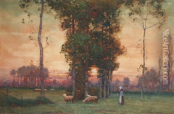Evening Twilight Oil Painting - Albert Moulton Foweraker