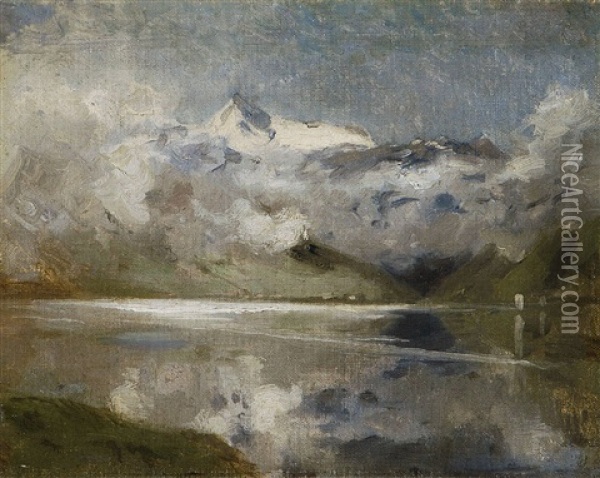 Gebirgssee Oil Painting - Adolf Gustav Ditscheiner