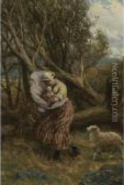 The Protective Shepherdess Oil Painting - Phillip Richard Morris