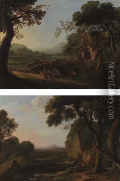 Two Landscapes With Travellers Oil Painting -  Angeluccio