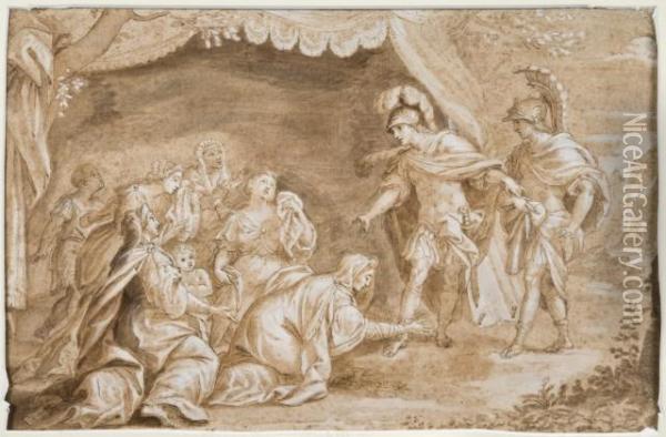 La Famille De Darius Aux Pieds D'alexandre Oil Painting - Giacinto Gimignani