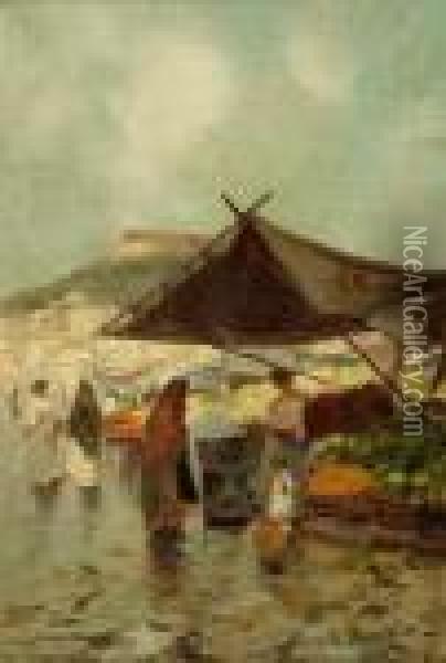 Mercato Partenopeo Oil Painting - Oscar Ricciardi
