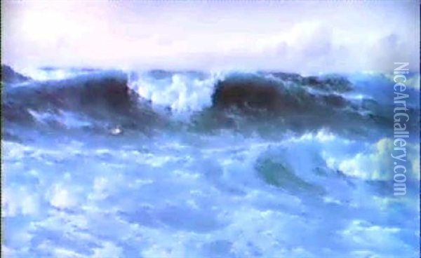 Waves Breaking Oil Painting - David James