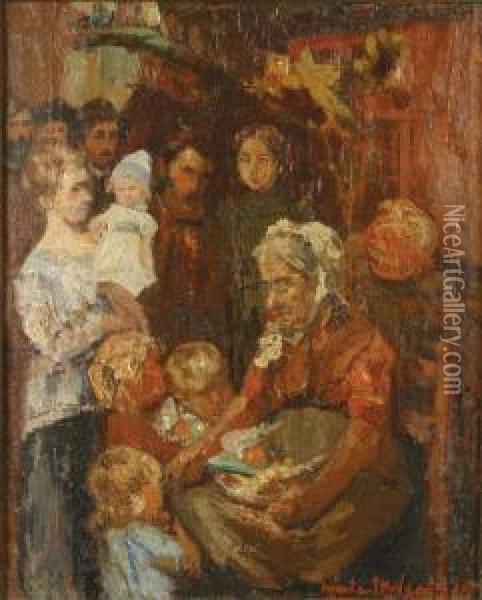 Sint-niklaas Bij Mie Pot (het Bezoek) Oil Painting - Marten Melsen