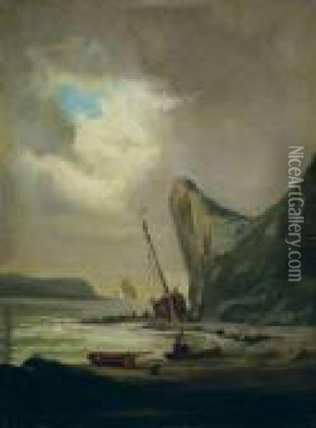 Bretonische Bucht. Oil Painting - Jules Achille-Noel