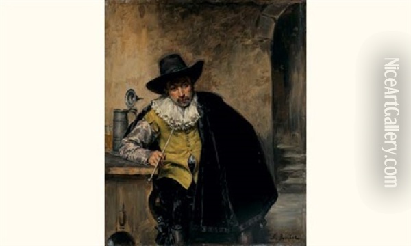 Mousquetaire A La Pipe Oil Painting - Ferdinand Victor Leon Roybet