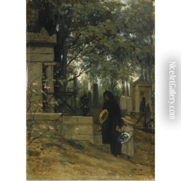 Cimetiere Du Pere Lachaise, Paris Oil Painting - Philip Lodewijk Jacob Frederik Sadee