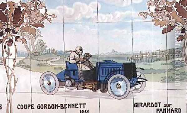 Girardot driving a Panhard car in the Gordon Bennet Cup of 1901 Oil Painting - Ernest Montaut
