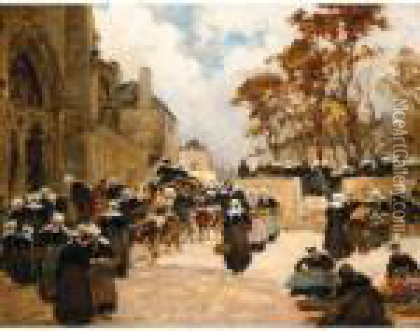 The Market At Concarneau Oil Painting - Fernand Marie Eugene Legout-Gerard