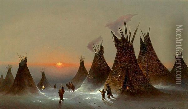 Indian Encampment Oil Painting - Jules Tavernier