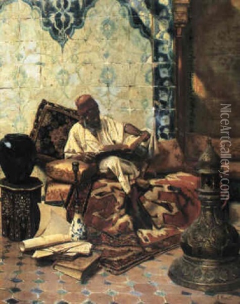Koran Scholar Oil Painting - Rudolf Ernst