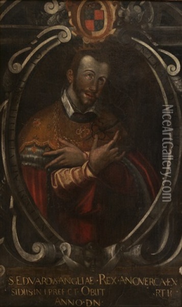 Retrato De San Eduardo, Rey De Inglaterra (collab W/studio) Oil Painting - Francisco Pacheco