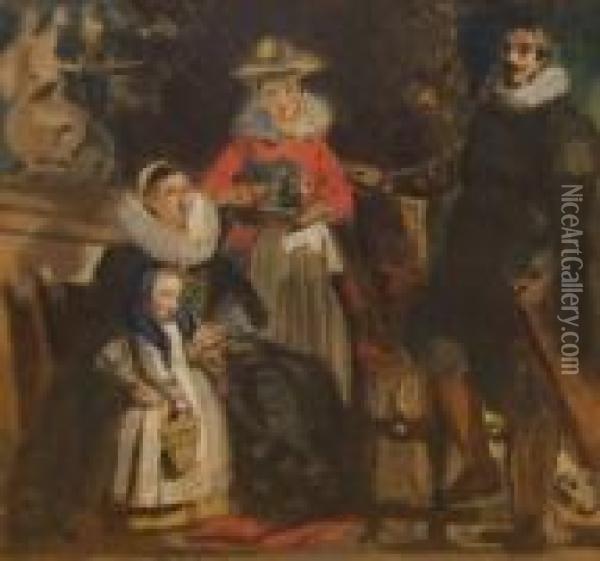 The Artist And His Family Oil Painting - Jacob Jordaens