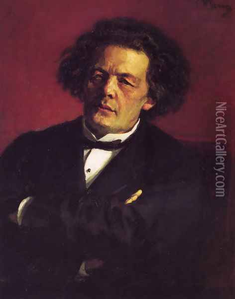 Portrait of the pianist, conductor, and composer, Anton Grigorievich Rubinstein Oil Painting - Ilya Efimovich Efimovich Repin
