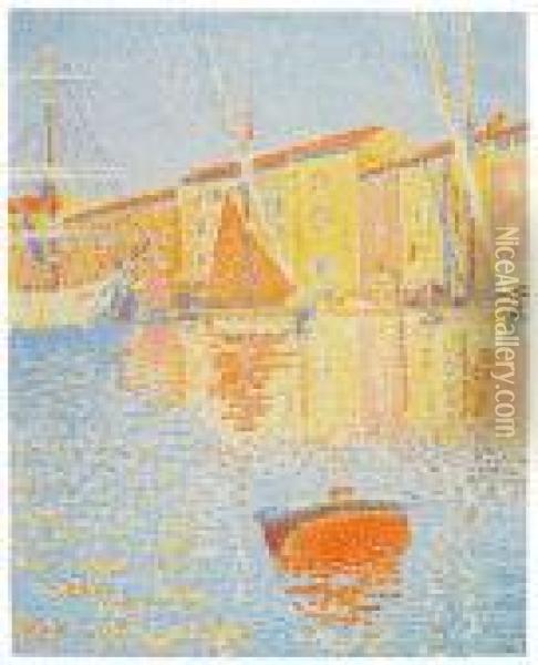 La Bouee (saint-tropez: Le Port) Oil Painting - Paul Signac