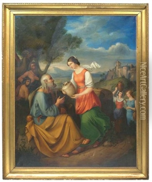 Rebecca Und Eliezer Am Brunnen Oil Painting - Heinrich Leibnitz
