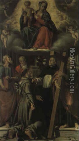 Madonna Col Bambino In Gloria E Santi Oil Painting - Giovanni Paolo Cavagna