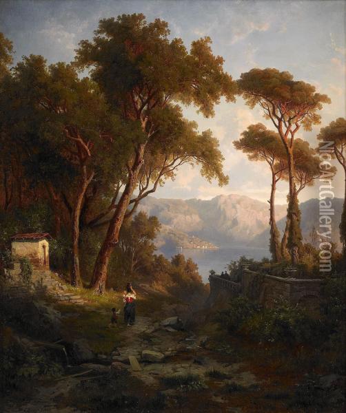 Italienskt Kustlandskap Oil Painting - Edvard Bergh