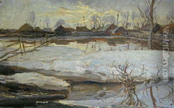 Snowscape Oil Painting - Constantin Alexandr. Westchiloff