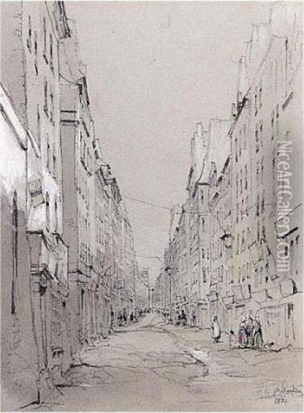 Rue St Martin, Paris Oil Painting - John Scarlett Davis
