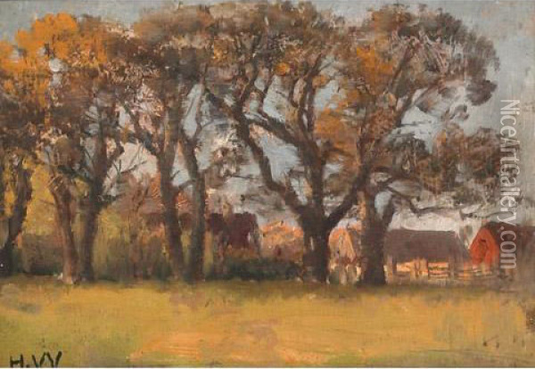 Rural Farmstead Oil Painting - Homer Ransford Watson