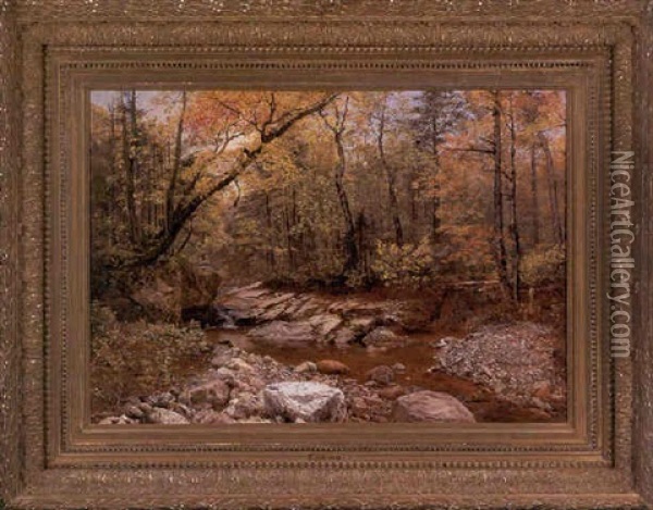 Brook In Autumn Oil Painting - John Lee Fitch